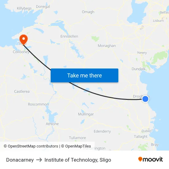 Donacarney to Institute of Technology, Sligo map