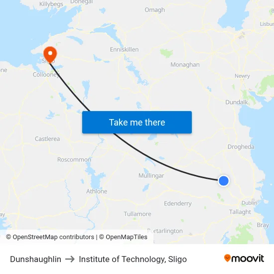 Dunshaughlin to Institute of Technology, Sligo map