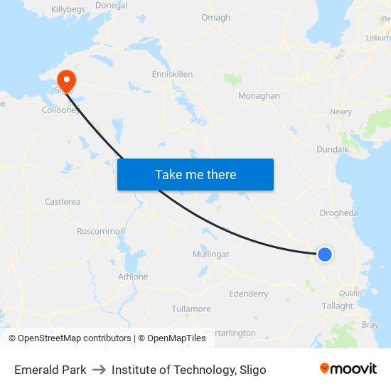 Emerald Park to Institute of Technology, Sligo map