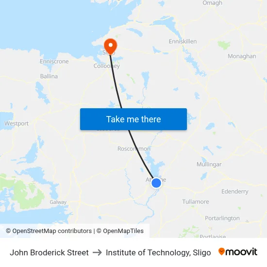 John Broderick Street to Institute of Technology, Sligo map