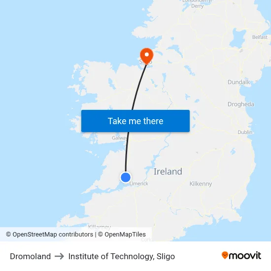 Dromoland to Institute of Technology, Sligo map