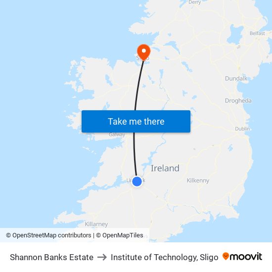 Shannon Banks Estate to Institute of Technology, Sligo map