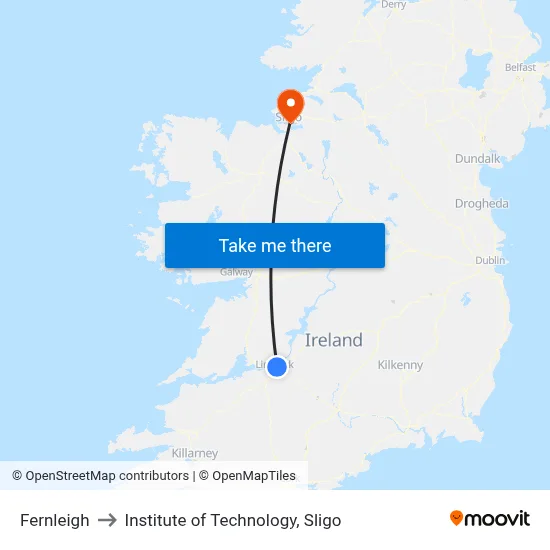 Fernleigh to Institute of Technology, Sligo map