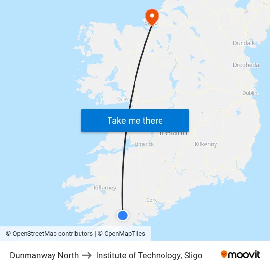 Dunmanway North to Institute of Technology, Sligo map