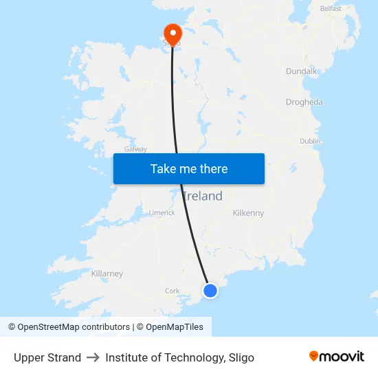 Upper Strand to Institute of Technology, Sligo map
