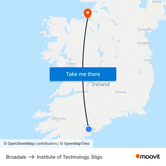 Broadale to Institute of Technology, Sligo map