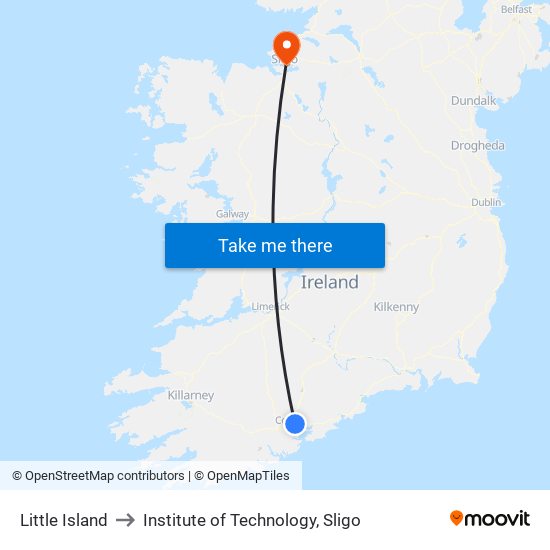 Little Island to Institute of Technology, Sligo map