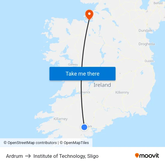 Ardrum to Institute of Technology, Sligo map
