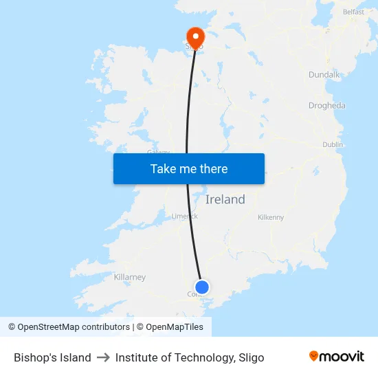 Bishop's Island to Institute of Technology, Sligo map