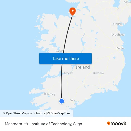 Macroom to Institute of Technology, Sligo map
