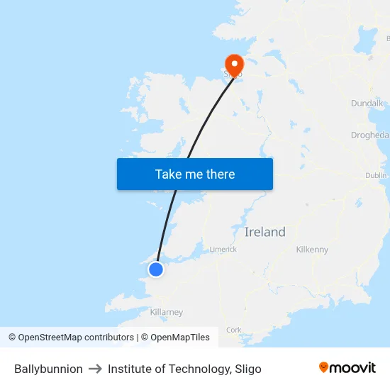 Ballybunnion to Institute of Technology, Sligo map
