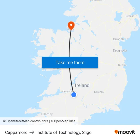 Cappamore to Institute of Technology, Sligo map