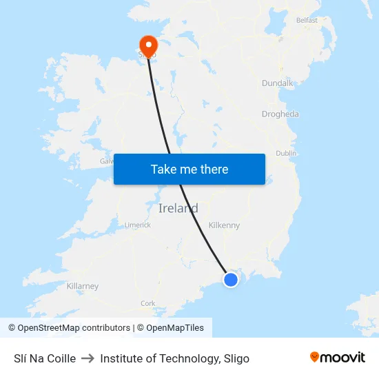 Slí Na Coille to Institute of Technology, Sligo map