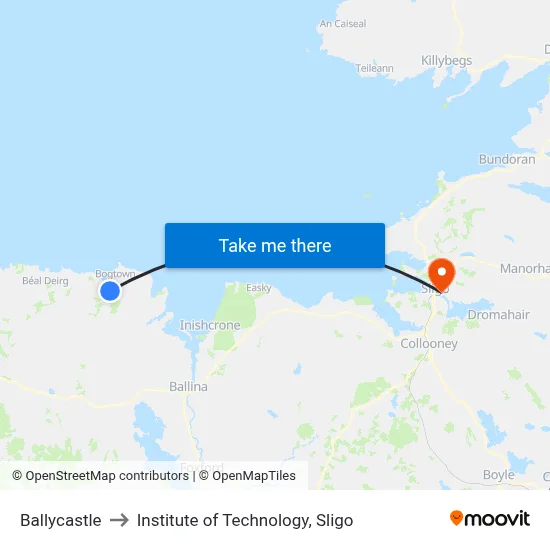 Ballycastle to Institute of Technology, Sligo map