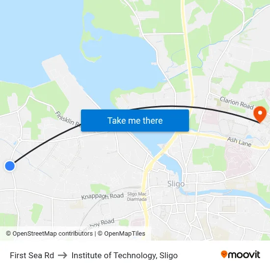 First Sea Rd to Institute of Technology, Sligo map