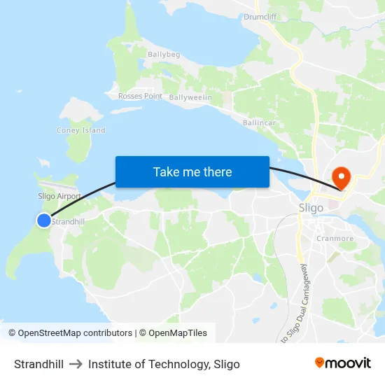 Strandhill to Institute of Technology, Sligo map