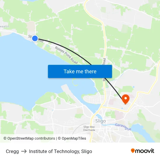 Cregg to Institute of Technology, Sligo map