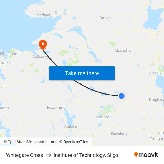 Whitegate Cross to Institute of Technology, Sligo map