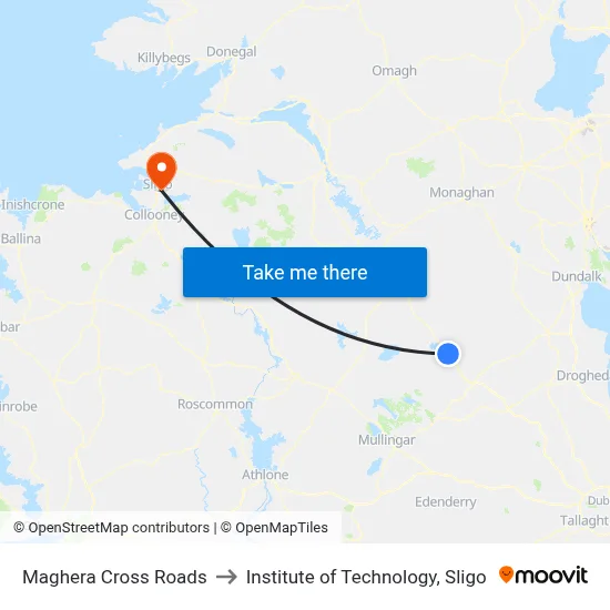 Maghera Cross Roads to Institute of Technology, Sligo map
