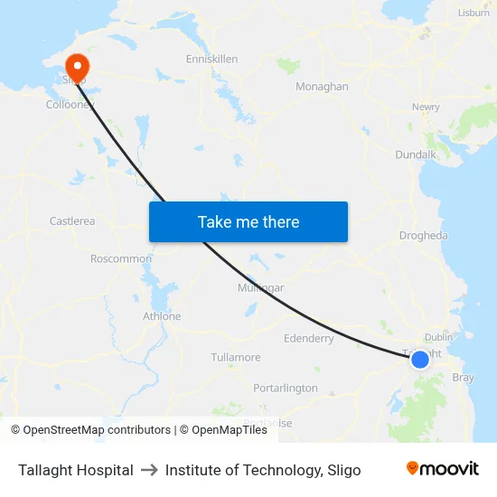 Tallaght Hospital to Institute of Technology, Sligo map