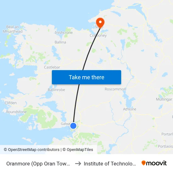 Oranmore (Opp Oran Town Centre) to Institute of Technology, Sligo map