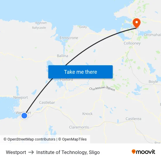 Westport to Institute of Technology, Sligo map