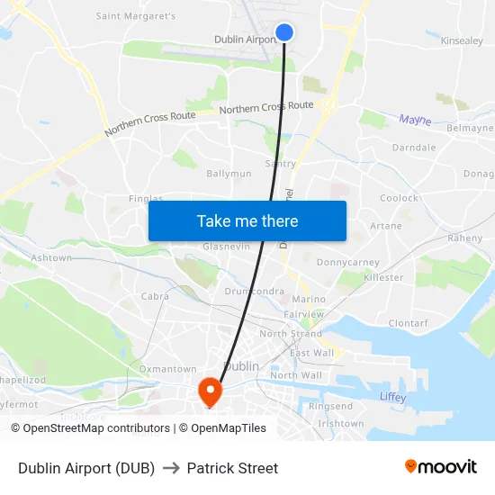 Dublin Airport (DUB) to Patrick Street map