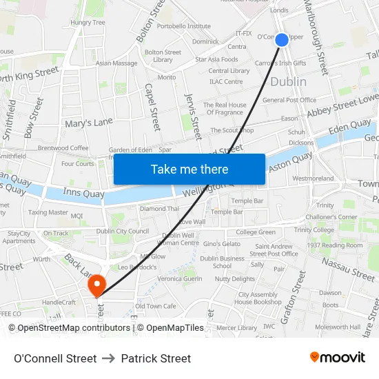 O'Connell Street to Patrick Street map