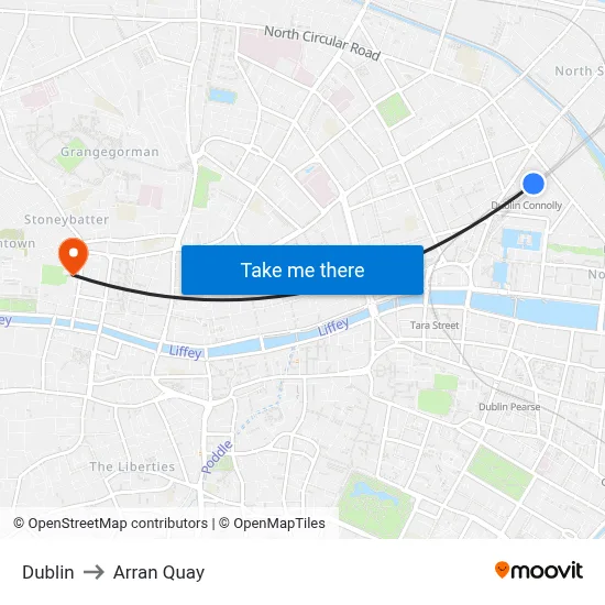 Dublin to Arran Quay map
