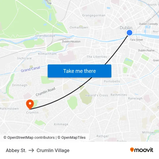 Abbey St. to Crumlin Village map
