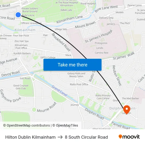 Hilton Dublin Kilmainham to 8 South Circular Road map
