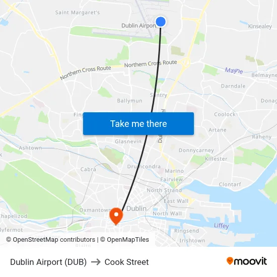 Dublin Airport (DUB) to Cook Street map