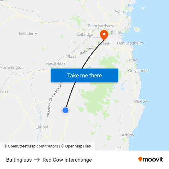 Baltinglass to Red Cow Interchange map