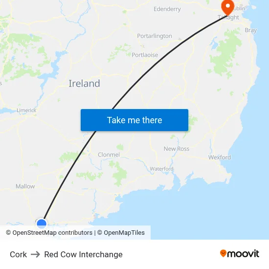 Cork to Red Cow Interchange map