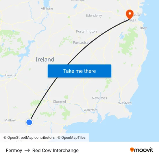 Fermoy to Red Cow Interchange map