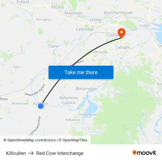 Killcullen to Red Cow Interchange map