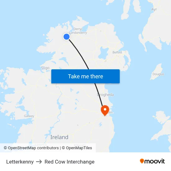 Letterkenny to Red Cow Interchange map
