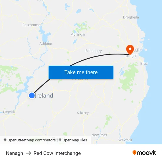 Nenagh to Red Cow Interchange map