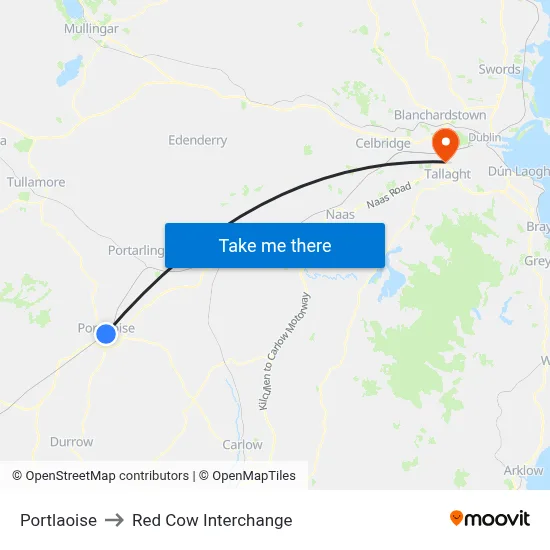 Portlaoise to Red Cow Interchange map