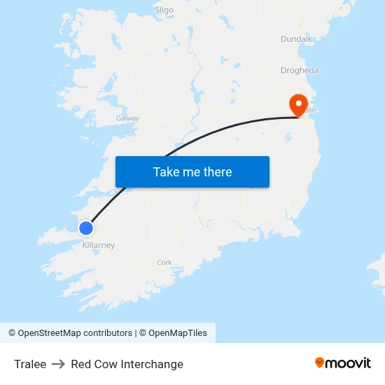 Tralee to Red Cow Interchange map