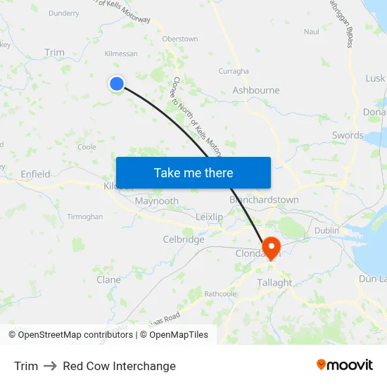 Trim to Red Cow Interchange map