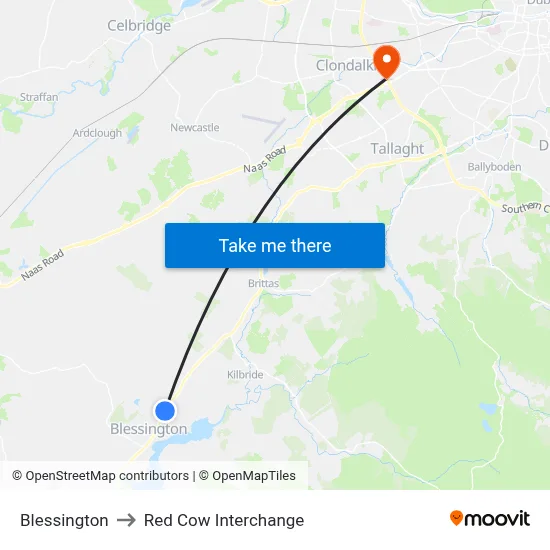 Blessington to Red Cow Interchange map