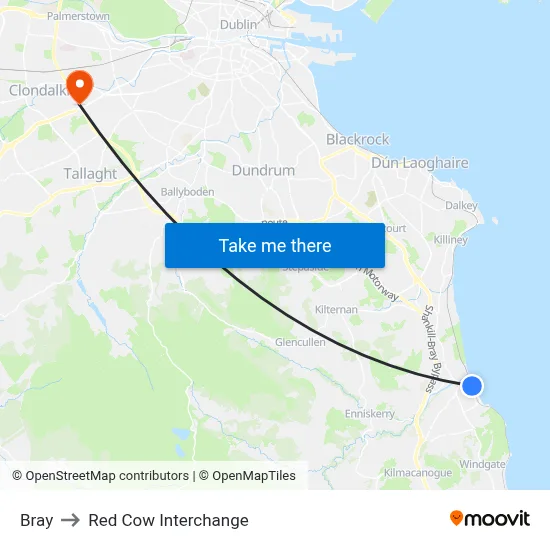 Bray to Red Cow Interchange map