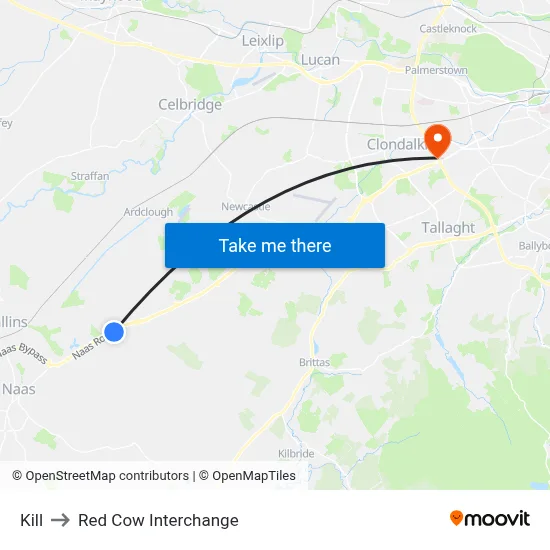 Kill to Red Cow Interchange map