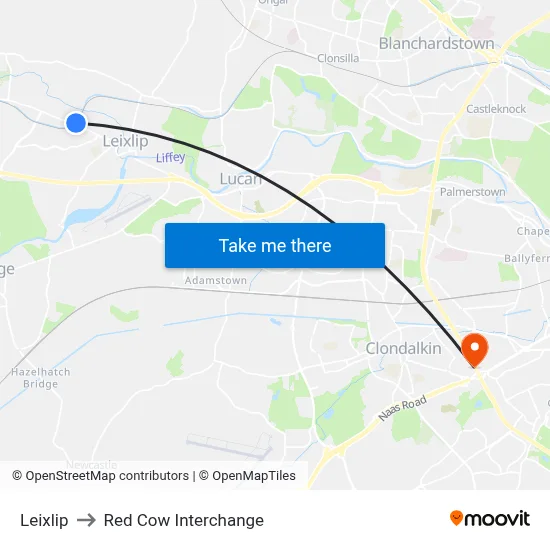 Leixlip to Red Cow Interchange map