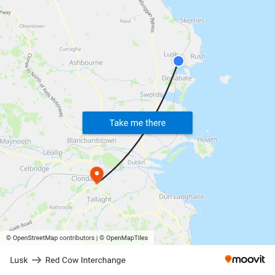Lusk to Red Cow Interchange map