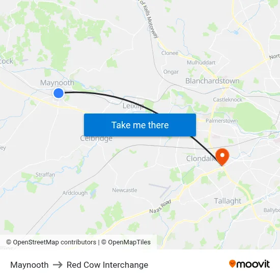 Maynooth to Red Cow Interchange map