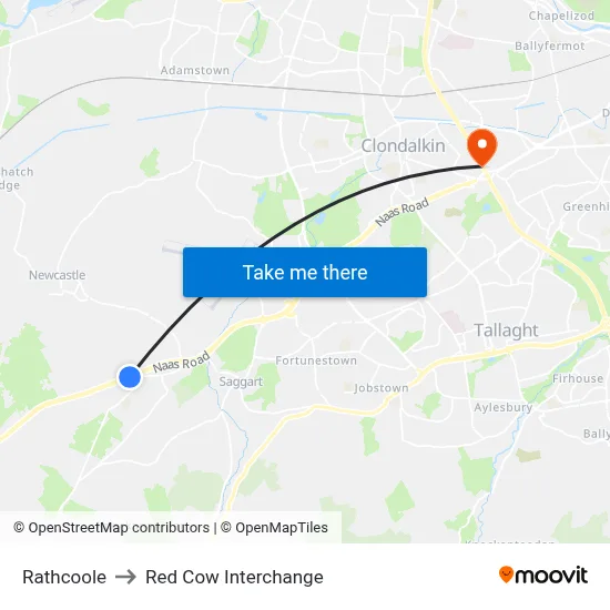 Rathcoole to Red Cow Interchange map