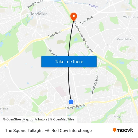 The Square Tallaght to Red Cow Interchange map
