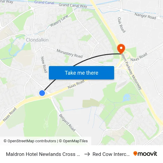Maldron Hotel Newlands Cross Clondalkin to Red Cow Interchange map